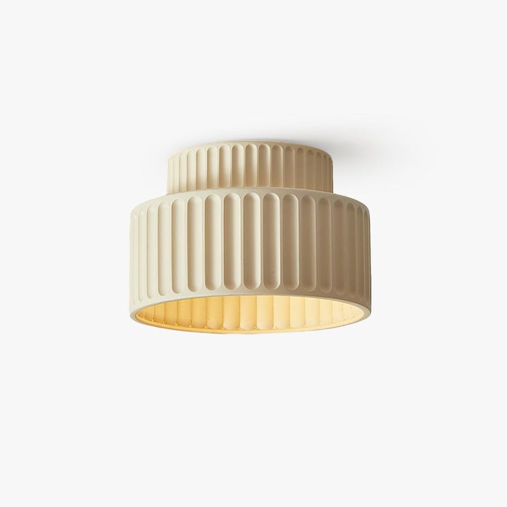 Pleated White Resin LED Ceiling Light