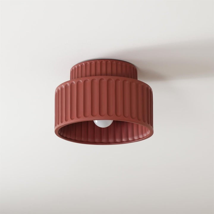 Pleated White Resin LED Ceiling Light