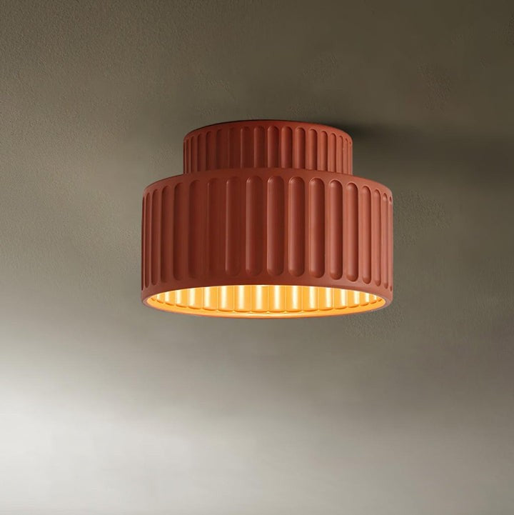 Pleated White Resin LED Ceiling Light