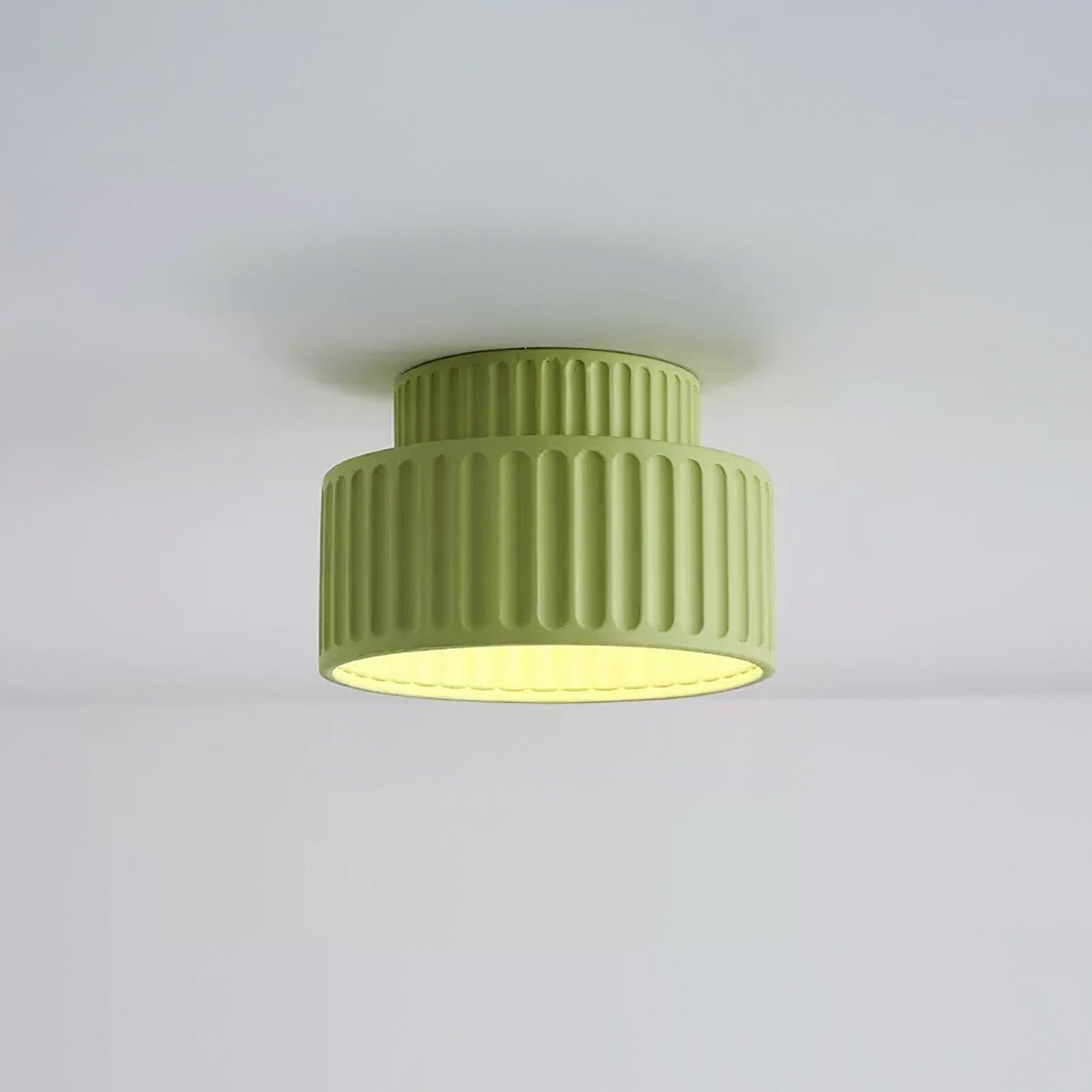 Pleated White Resin LED Ceiling Light