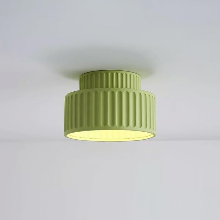 Pleated White Resin LED Ceiling Light