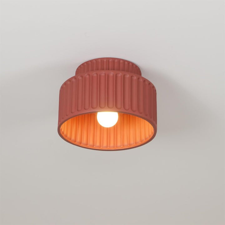 Pleated White Resin LED Ceiling Light