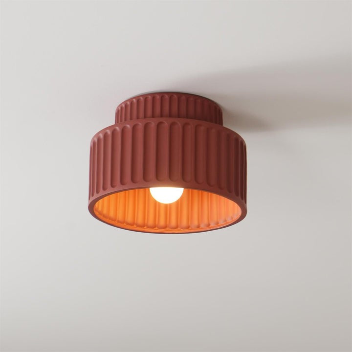 Pleated White Resin LED Ceiling Light