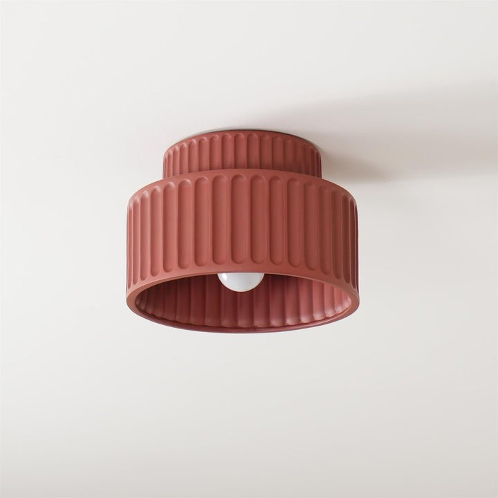 Pleated White Resin LED Ceiling Light