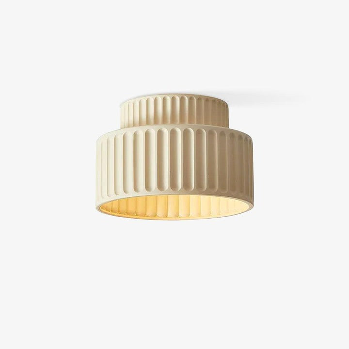 Pleated White Resin LED Ceiling Light