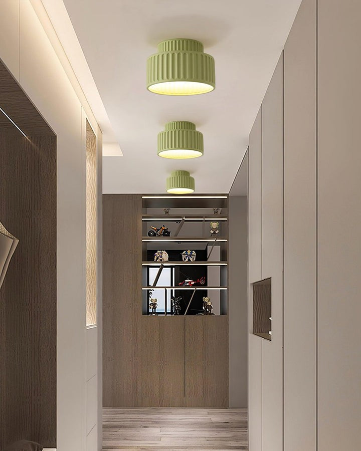 Pleated White Resin LED Ceiling Light