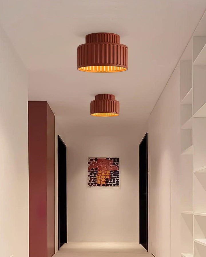 Pleated White Resin LED Ceiling Light