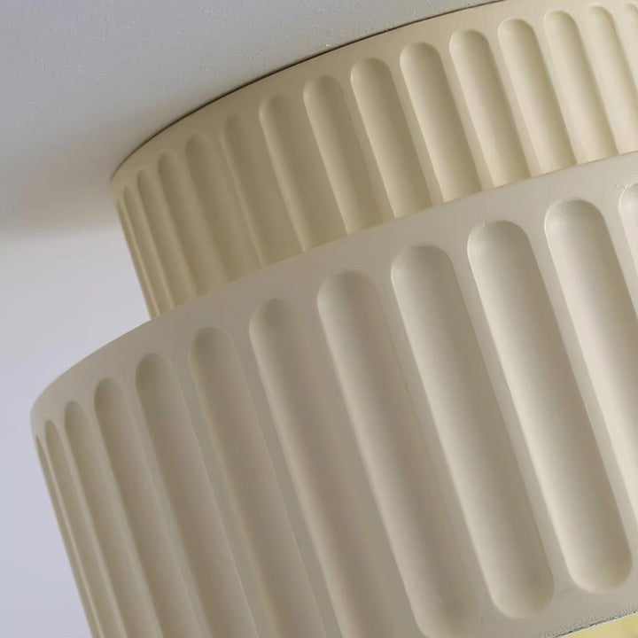 Pleated White Resin LED Ceiling Light