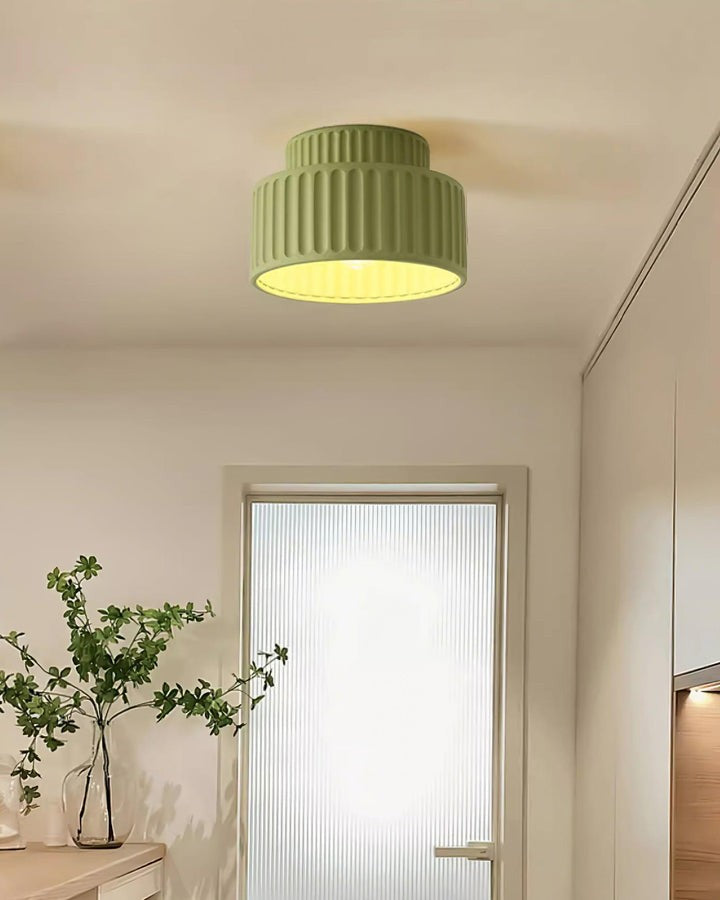 Pleated White Resin LED Ceiling Light