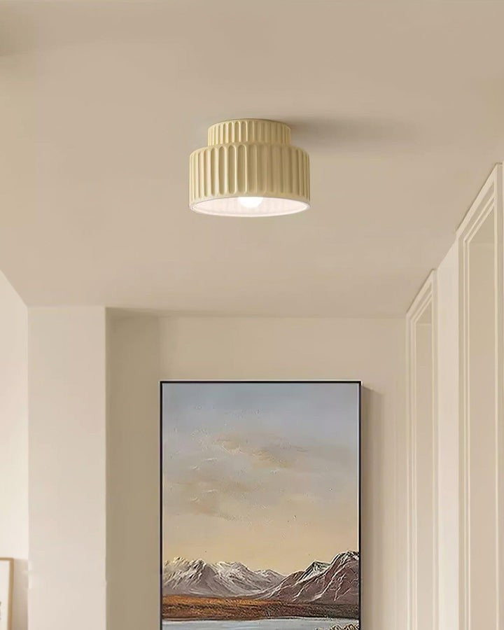 Pleated White Resin LED Ceiling Light