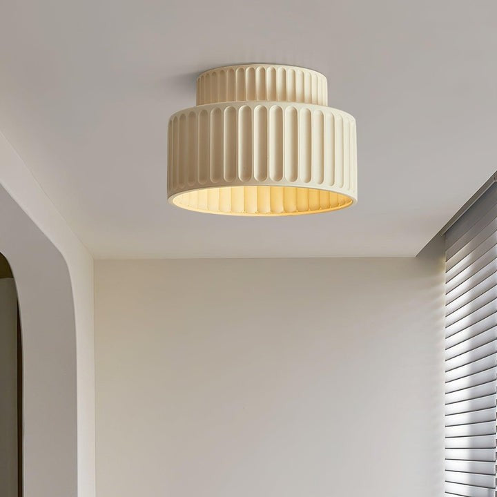 Pleated White Resin LED Ceiling Light