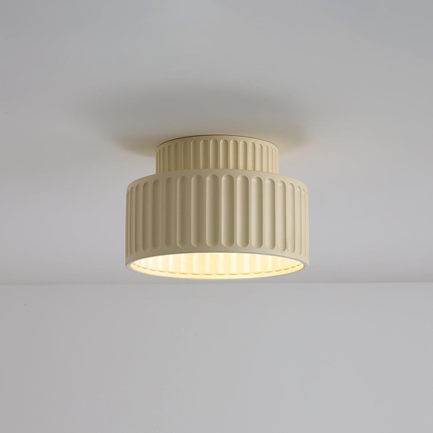 Pleated White Resin LED Ceiling Light