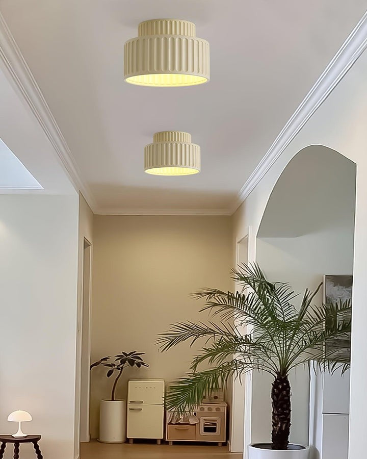 Pleated White Resin LED Ceiling Light