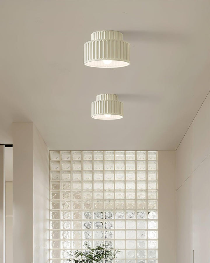 Pleated White Resin LED Ceiling Light