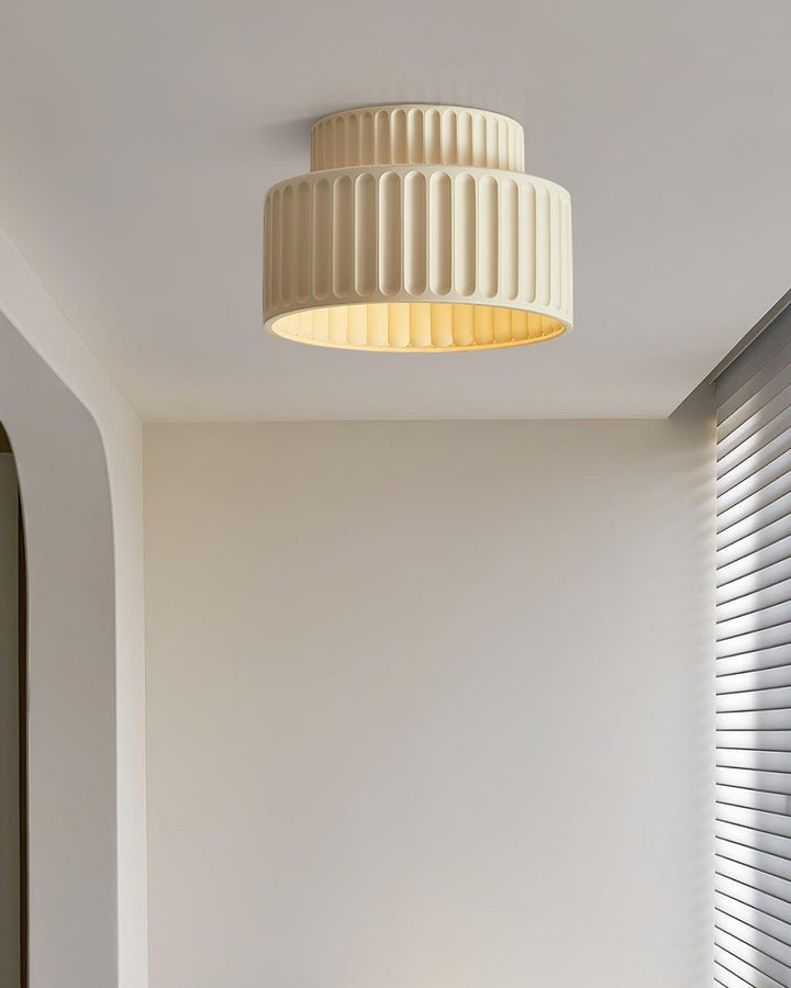Pleated White Resin LED Ceiling Light