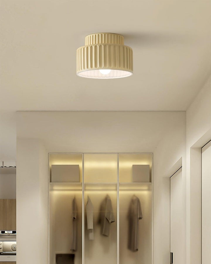 Pleated White Resin LED Ceiling Light
