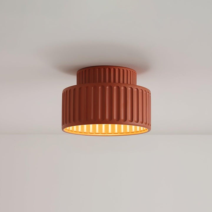 Pleated White Resin LED Ceiling Light