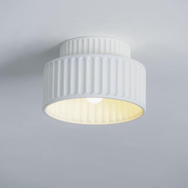 Pleated White Resin LED Ceiling Light