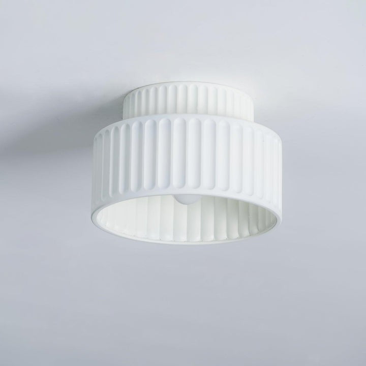 Pleated White Resin LED Ceiling Light