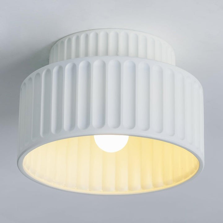 Pleated White Resin LED Ceiling Light