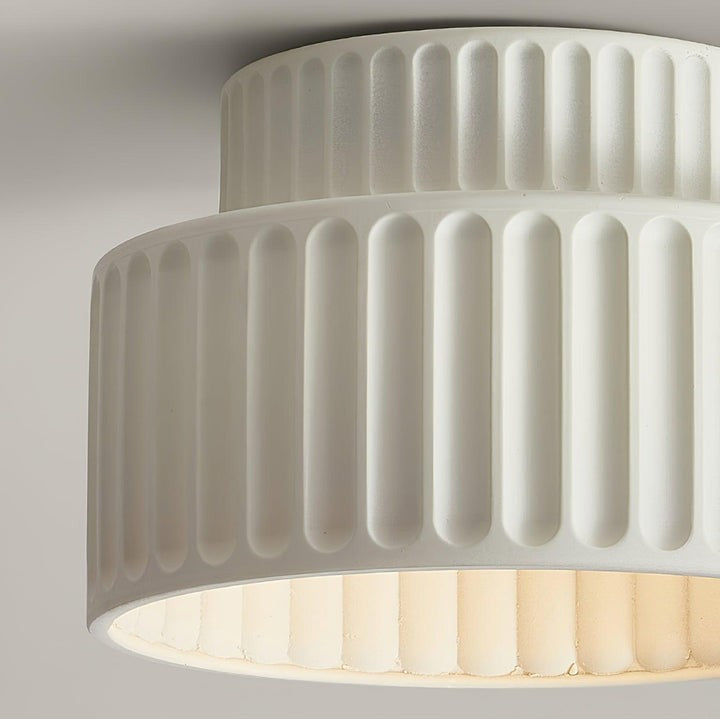 Pleated White Resin LED Ceiling Light
