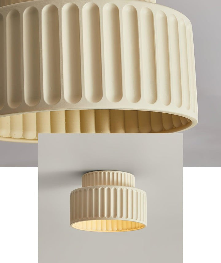 Pleated White Resin LED Ceiling Light