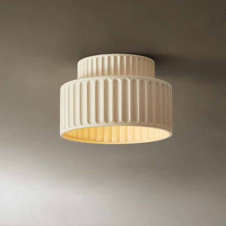 Pleated White Resin LED Ceiling Light