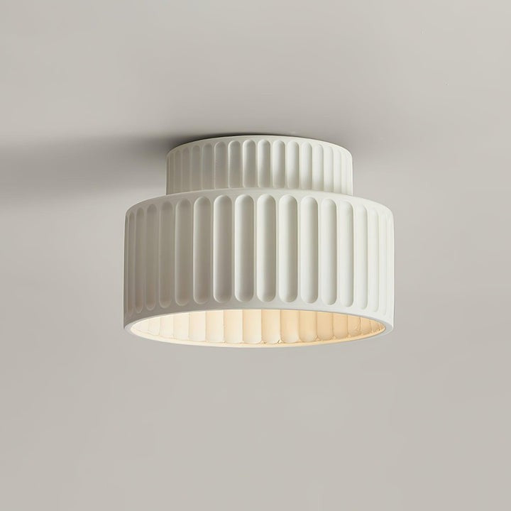 Pleated White Resin LED Ceiling Light