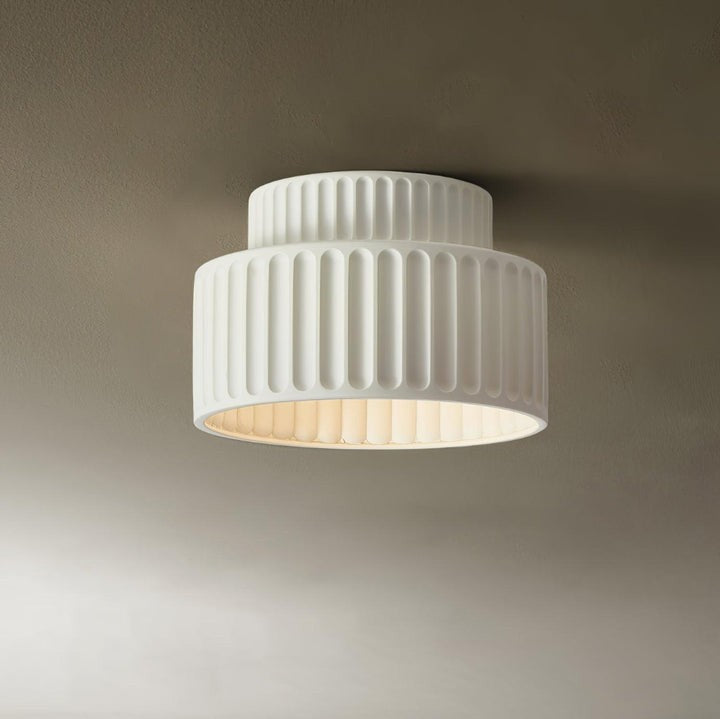 Pleated White Resin LED Ceiling Light
