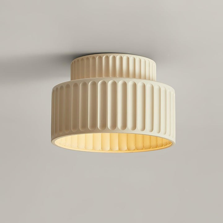 Pleated White Resin LED Ceiling Light