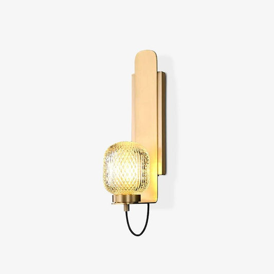 Polished Brass Wall Sconce with Textured Glass Shade