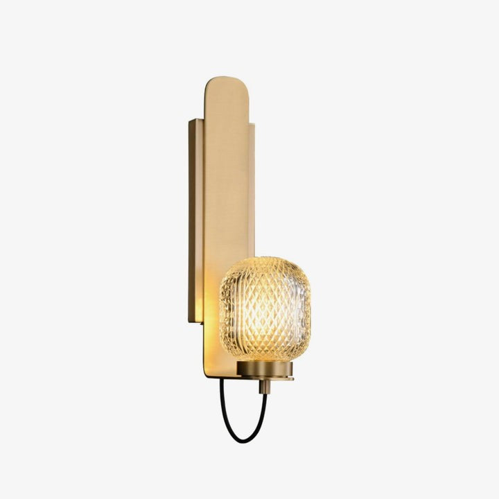 Polished Brass Wall Sconce with Textured Glass Shade