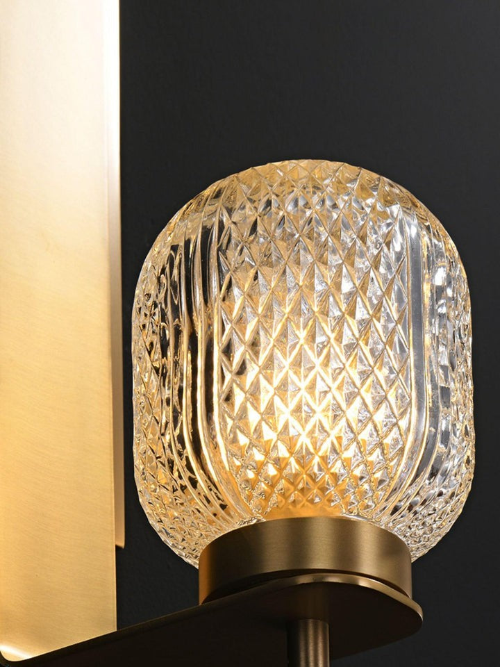 Polished Brass Wall Sconce with Textured Glass Shade