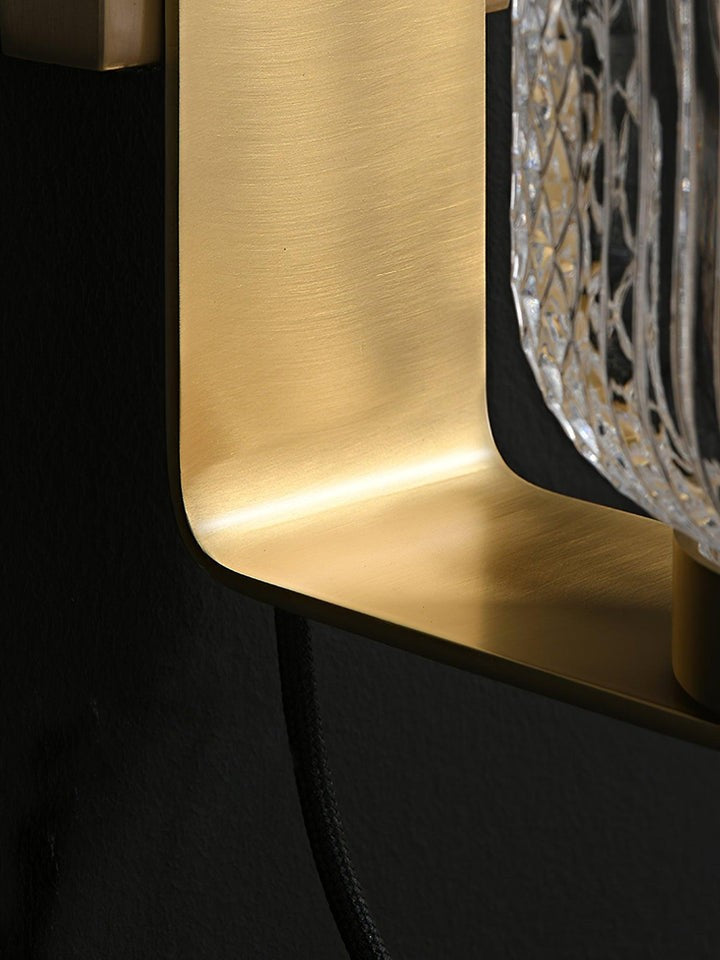 Polished Brass Wall Sconce with Textured Glass Shade