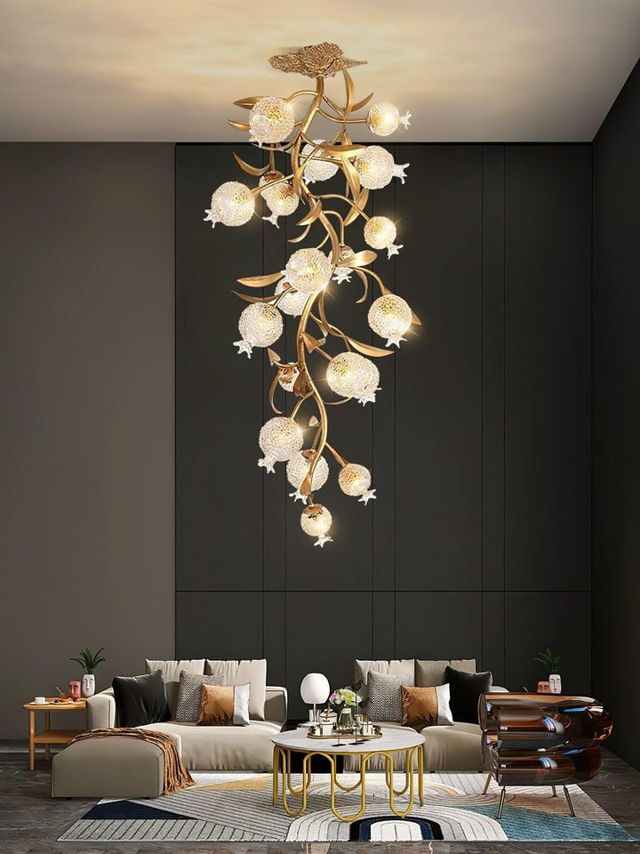 Pomegranate Glass Shade Brass Ceiling Light Fixture