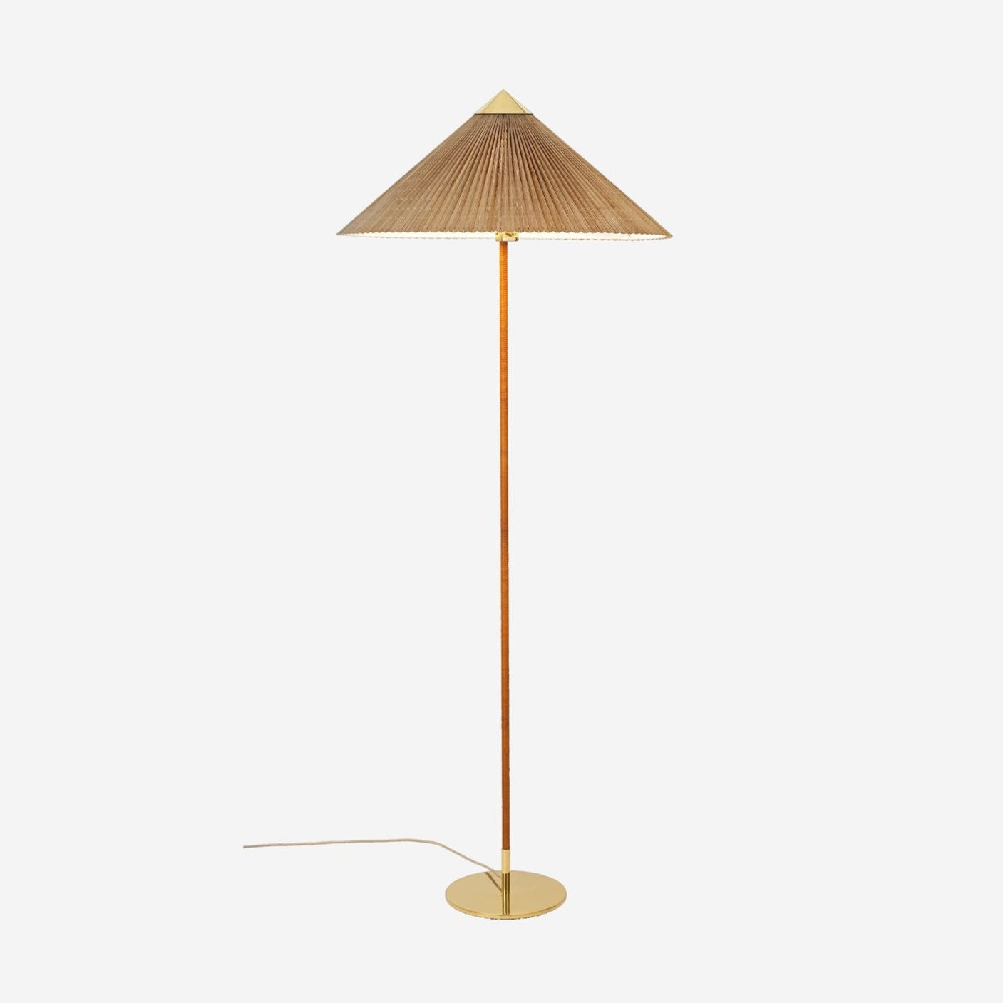 Rattan Stem Floor Lamp with White Fabric Shade