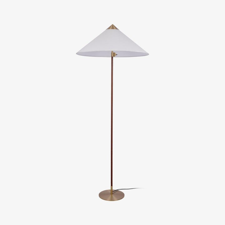Rattan Stem Floor Lamp with White Fabric Shade