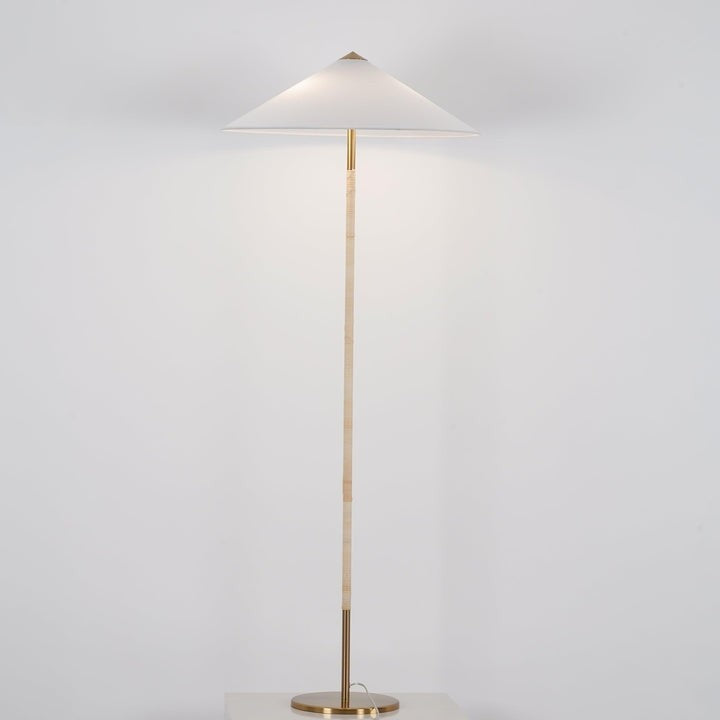 Rattan Stem Floor Lamp with White Fabric Shade