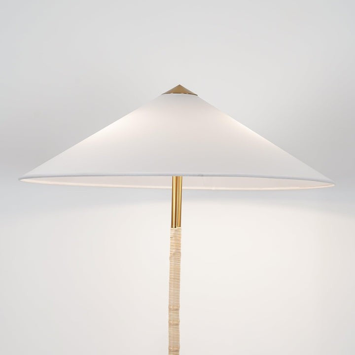 Rattan Stem Floor Lamp with White Fabric Shade