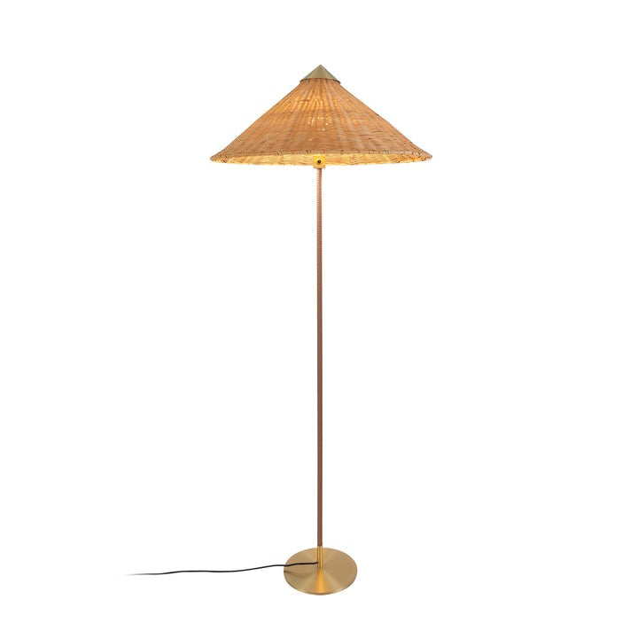 Rattan Stem Floor Lamp with White Fabric Shade