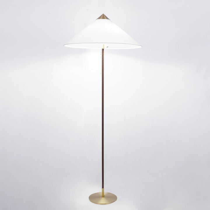 Rattan Stem Floor Lamp with White Fabric Shade