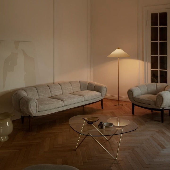 Rattan Stem Floor Lamp with White Fabric Shade