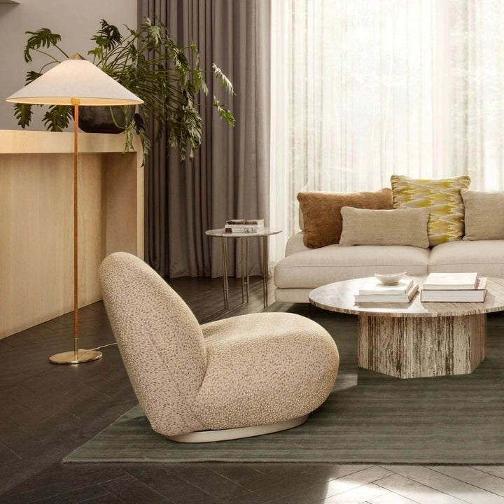 Rattan Stem Floor Lamp with White Fabric Shade