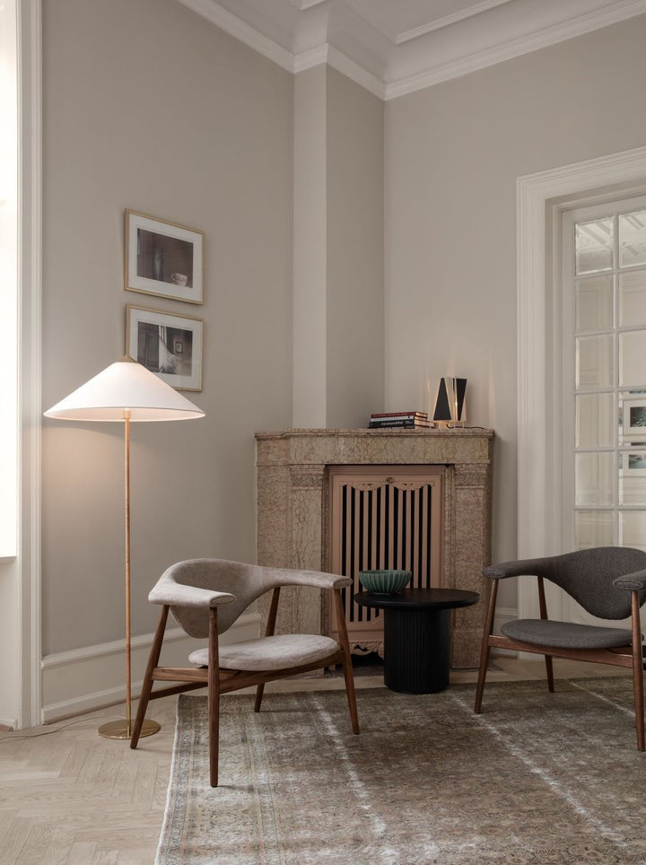 Rattan Stem Floor Lamp with White Fabric Shade