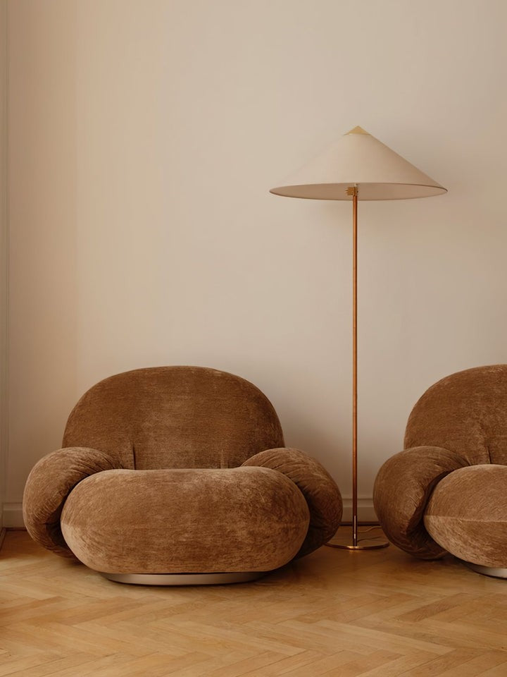 Rattan Stem Floor Lamp with White Fabric Shade