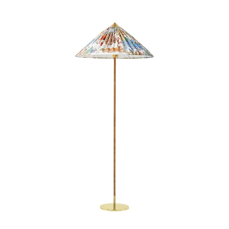 Rattan Stem Floor Lamp with White Fabric Shade