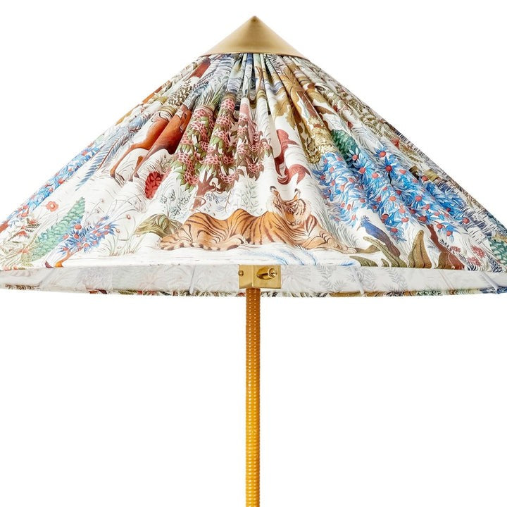 Rattan Stem Floor Lamp with White Fabric Shade