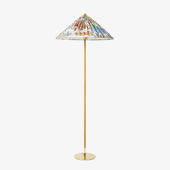 Rattan Stem Floor Lamp with White Fabric Shade