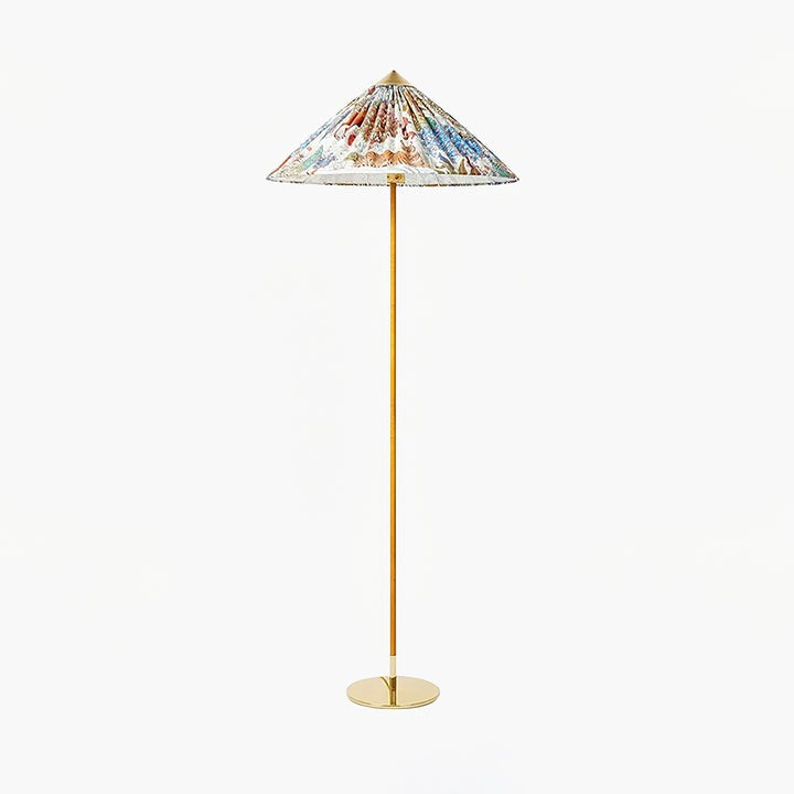 Rattan Stem Floor Lamp with White Fabric Shade