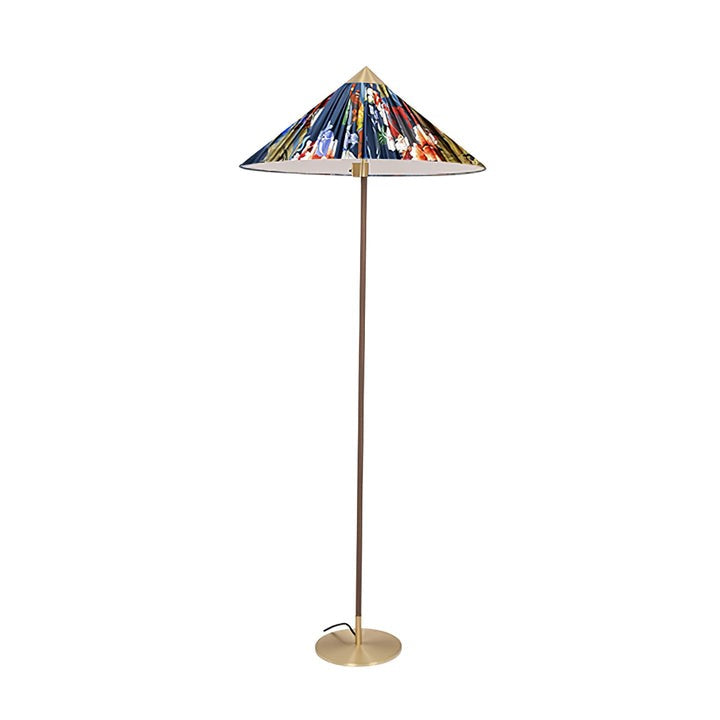 Rattan Stem Floor Lamp with White Fabric Shade